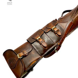 Western Rifle Scabbard 50 Inches Tan Leather Rifle Scabbard with Fur Lining  Carrying Handle Ammo Pockets and Adjustable Carrying Strap