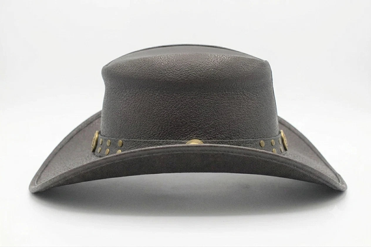 Men and Women Black Genuine Leather Cowboy Western Hat