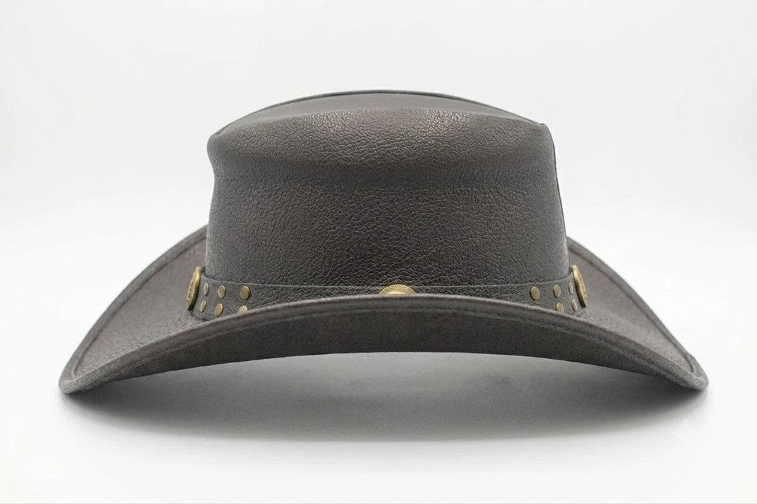 Men and Women Black Genuine Leather Cowboy Western Hat