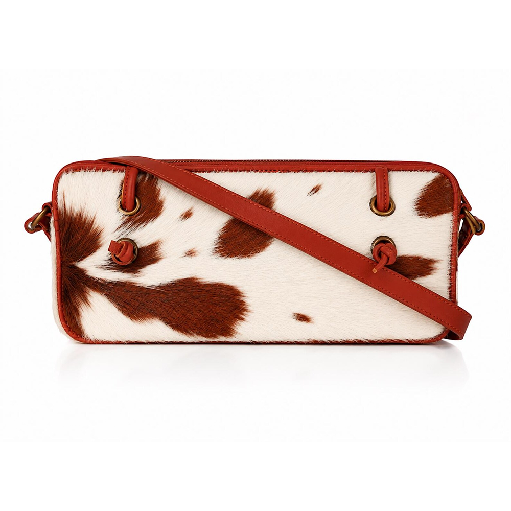 Hideor Canyon Cowhide Shoulder Bag  Genuine Hair-On Leather Handbag  Western Style Purse