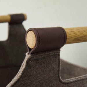 Felt firewood basket for firewood large 70 L with real wood handles