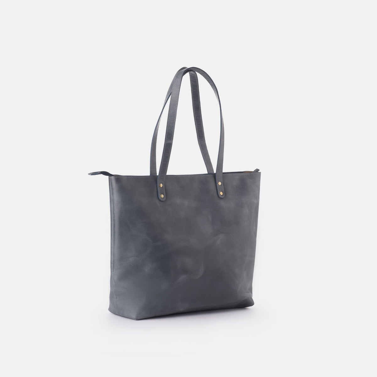 classic leather tote bag - grey