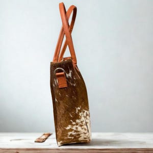 Handmade Cowhide Tote Bag Hair On Leather Shoulder Bag