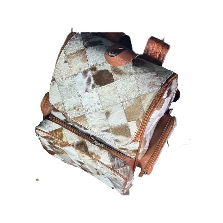 Handmade Cow Hairon Leather Backpack Rustic Western Style Bag
