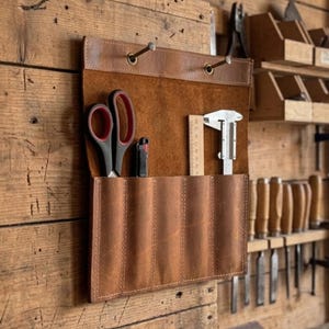 Genuine Leather Chisel Case with 5 Pockets  Leather Crazy Horse tool