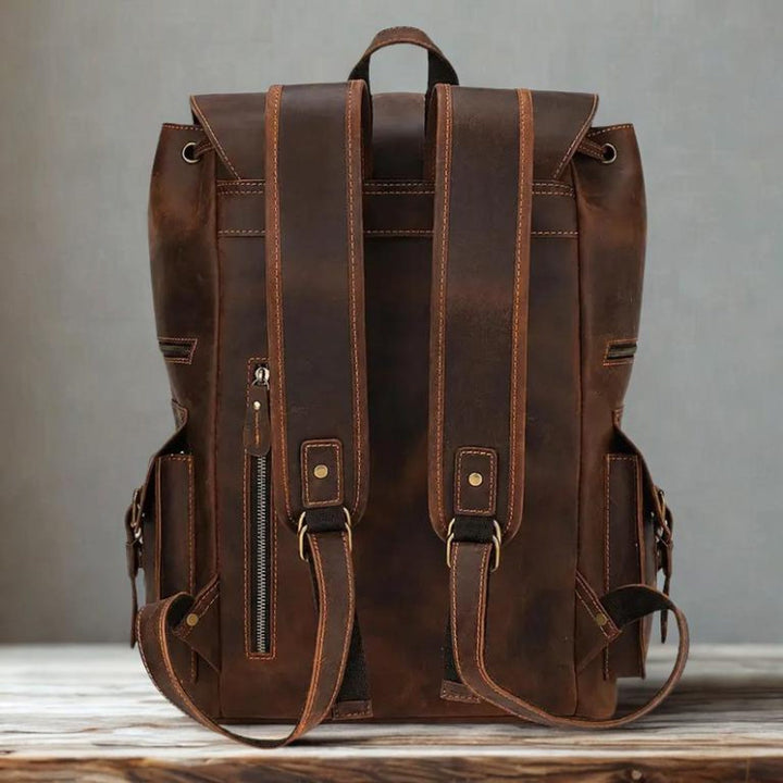 Vintage Leather Backpack for Men, Crazy Horse Rucksack Travel Laptop College Bag