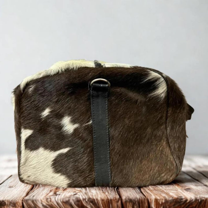 Handmade Cowhide Duffle Bag Hair On Leather Travel Weekender