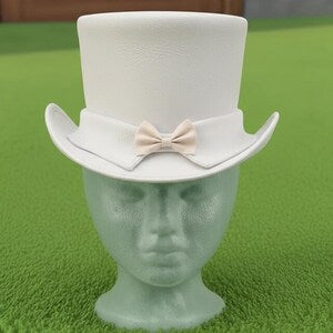 Handmade White Leather Top Hat Steampunk Western Cowboy Style Costume Party Hat