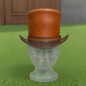 Handmade Brown Leather Top Hat Two Tone Steampunk Victorian Gothic Hat