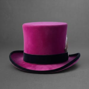 Handmade Pink Silk Top Hat Victorian Steampunk Gothic Cosplay Accessory