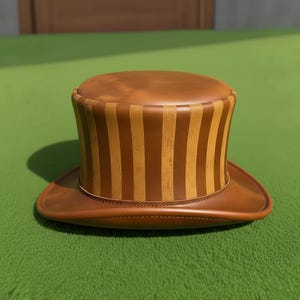 Handmade Striped brown Leather Top Hat Steampunk Victorian Cosplay