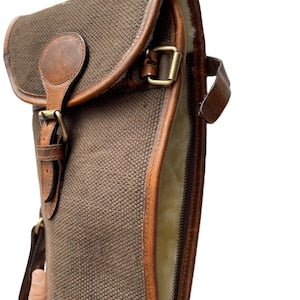 Western Rifle Scabbard 50 Leather  Canvas Rifle Cover with Fur Lining and Adjustable Strap  Vintage Brown Shotgun