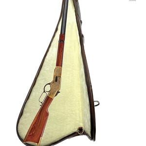 43 Rifle Scabbard  Western Rifle Scabbard with Fur Lining Fits Lever Action Rifles Handcrafted Hard Leather Rifle Storage Bag for Hunter