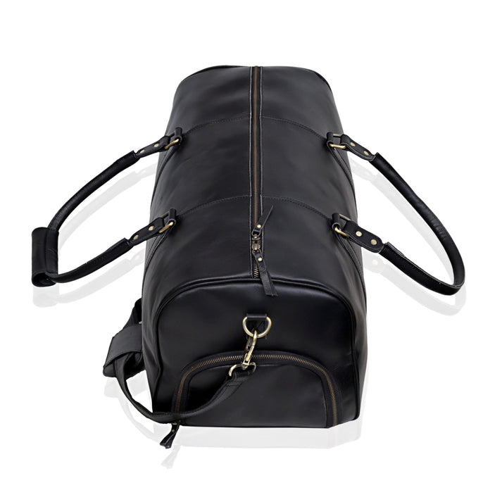 JOHN LEATHER DUFFEL BAG FOR MEN  BLACK