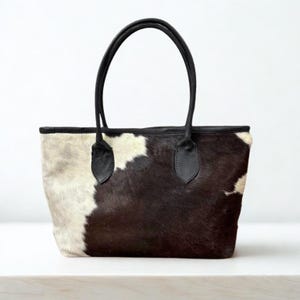 Handmade Hair On Cowhide Tote Bag Western Leather Shoulder Bag