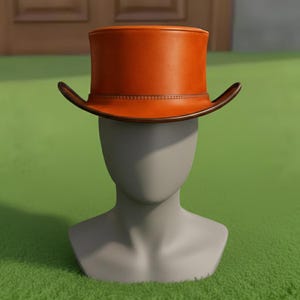 Handmade Luxury Brown Western Top Hat Vintage Cowboy Fashion Hat