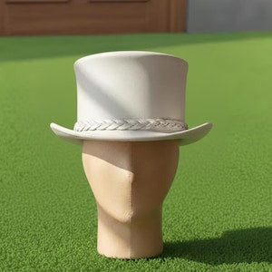 Handmade White Victorian Top Hat Steampunk Wedding Cosplay Formal Hat