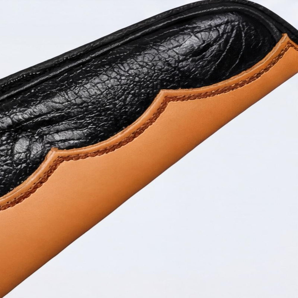 Embossed Elephant Print Leather Rifle Case  Padded Hunting Sleeve