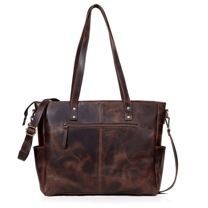 marilyn buffalo leather laptop tote bag brown