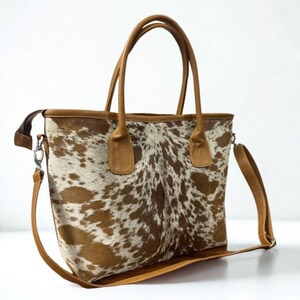 Real Hair on Cowhide Leather Handbag Rustic Western Shoulder Tote Purse Christmas Gift for Her