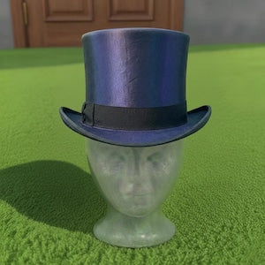 Handmade Blue Silk Top Hat Victorian Steampunk Wedding Groom Formal Vintage Costume Style