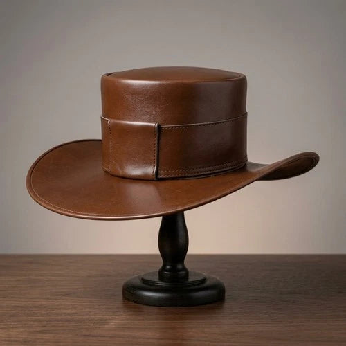 Brown Western Cowboy Hat Mens Womens Wide Brim Vintage Country Ranch Costume