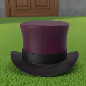 Handmade Purple Leather Top Hat with Black Band and Buckle Steampunk Cosplay Wear