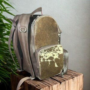 Handmade Cow Hair on Leather Backpack Rustic Western Style