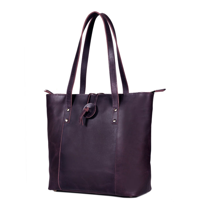 savannah almost perfect leather tote bag purple