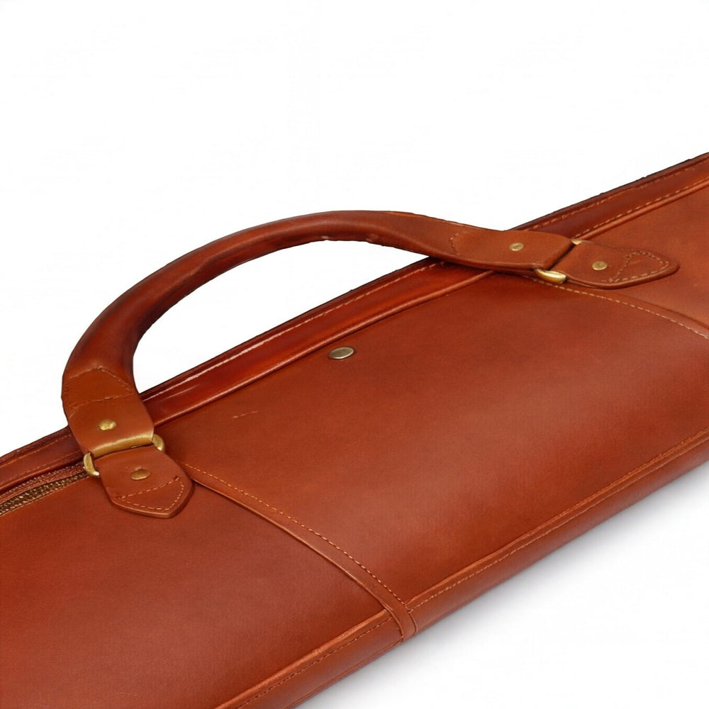 Handcrafted Leather Clay Shotgun Case   Padded Hunting Sleeve