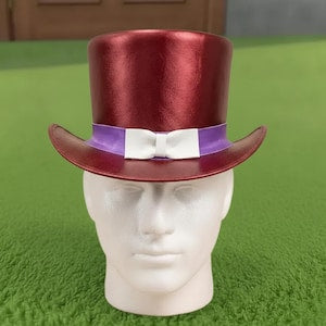 Handmade Red Leather Steampunk Top Hat Gothic Cosplay Fashion Hat For Men Women