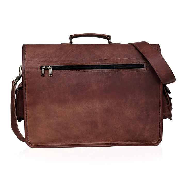 LEATHER MESSENGER LAPTOP BAG  SMALL