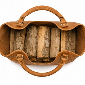 Leather Log Carrier  Firewood Carrier Tote