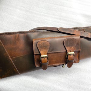 54 Western Rifle Scabbard with Adjustable Strap Brown Leather Shotgun Slip Case Hunting Shooting Sling Long Gun Case Scabbard Rifle Case