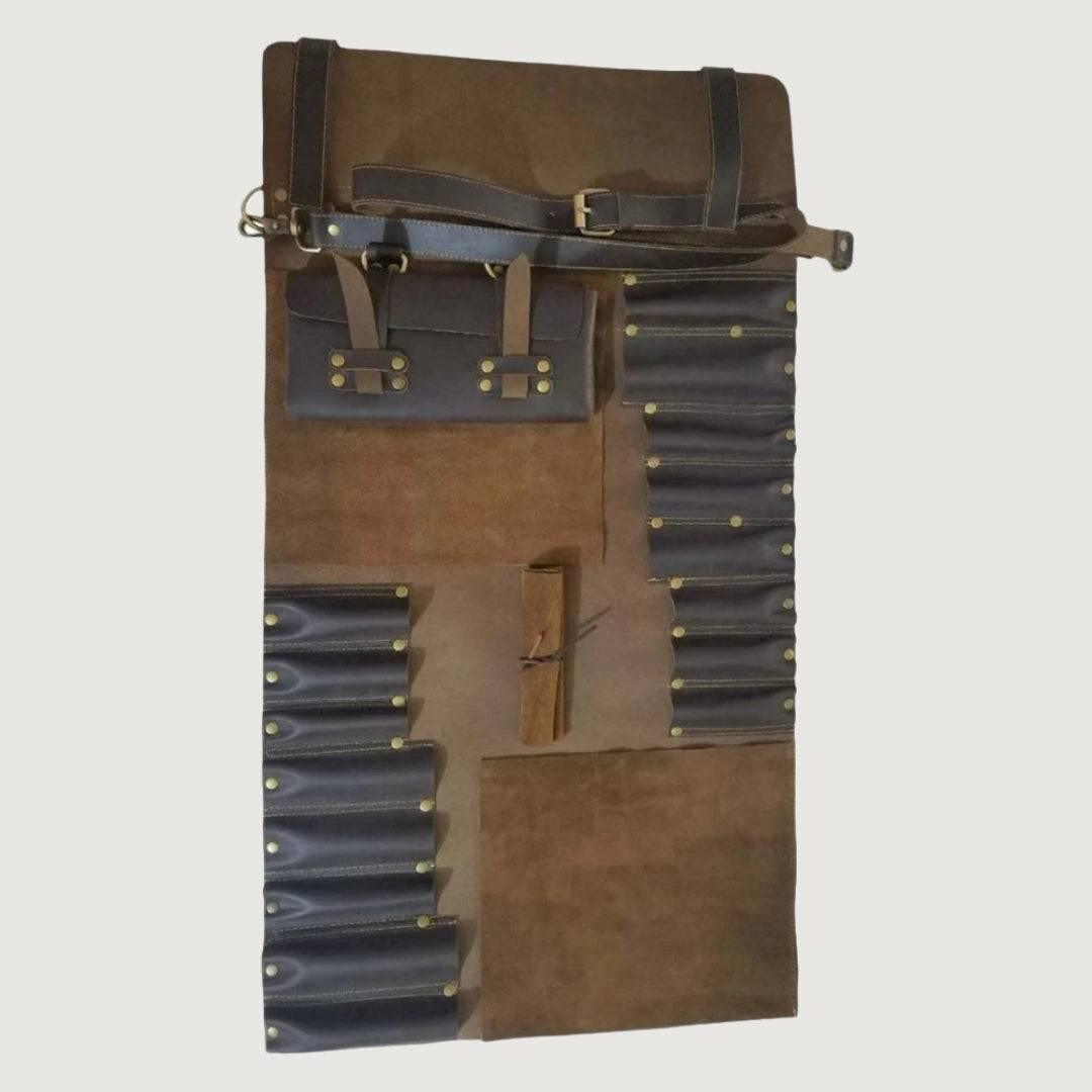 Dark Brown Executive Leather Knife Roll
