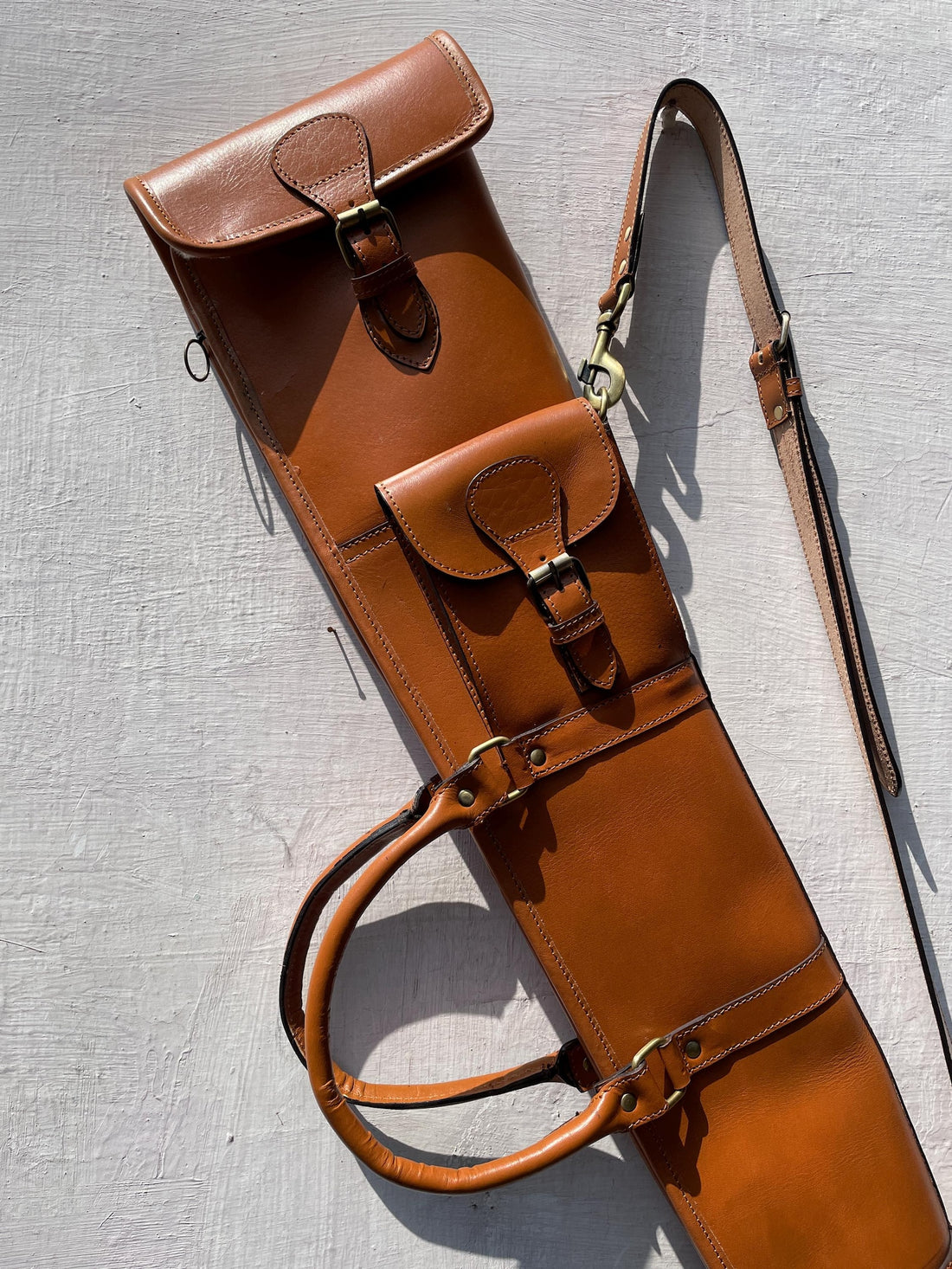 45 Tan Leather Rifle Scabbard  Western Gun Scabbard with Fur Lining