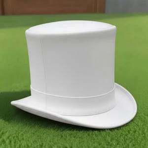 Handmade White Leather Top Hat Classic Steampunk Style Costume Gothic Wedding Party