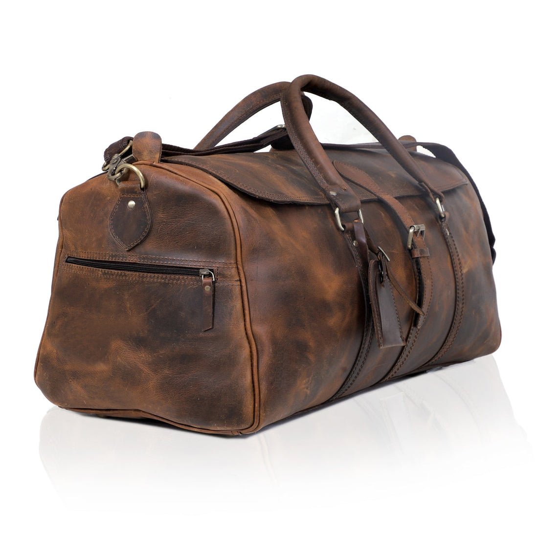 Leather Travel Duffel Bag  Vintage Style Modern Utility