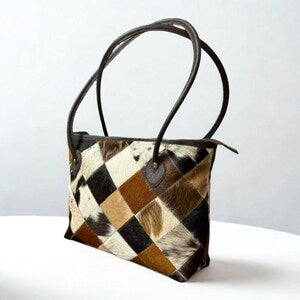 Hair On Cowhide Tote Bag Handmade Leather Shoulder Bag