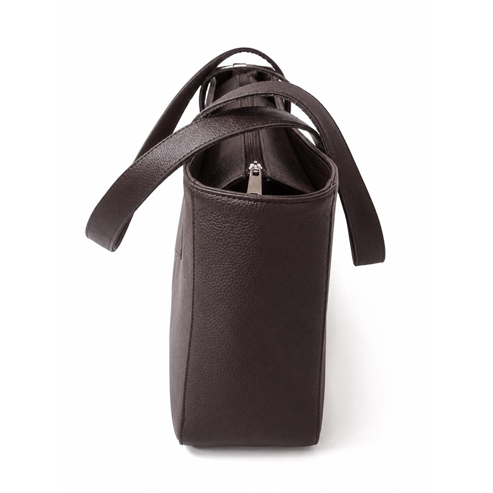 Dark Brown Genuine Leather Tote Bag  Minimalist Handmade Shoulder Work Laptop Purse