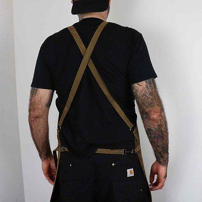 Olive Brown Pedro Leather Suede Apron
