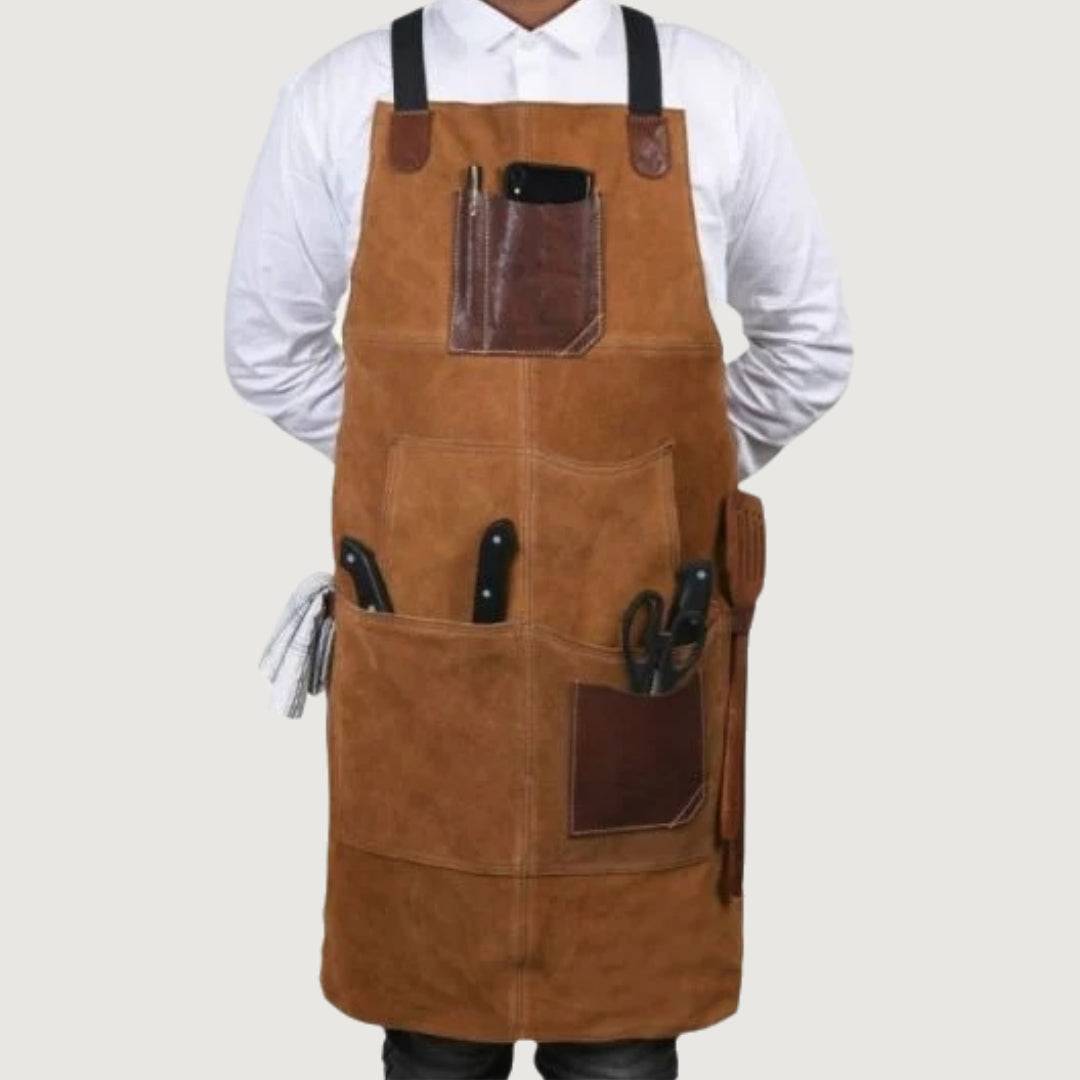 Arucas Saddle Suede Apron  Caramel Brown