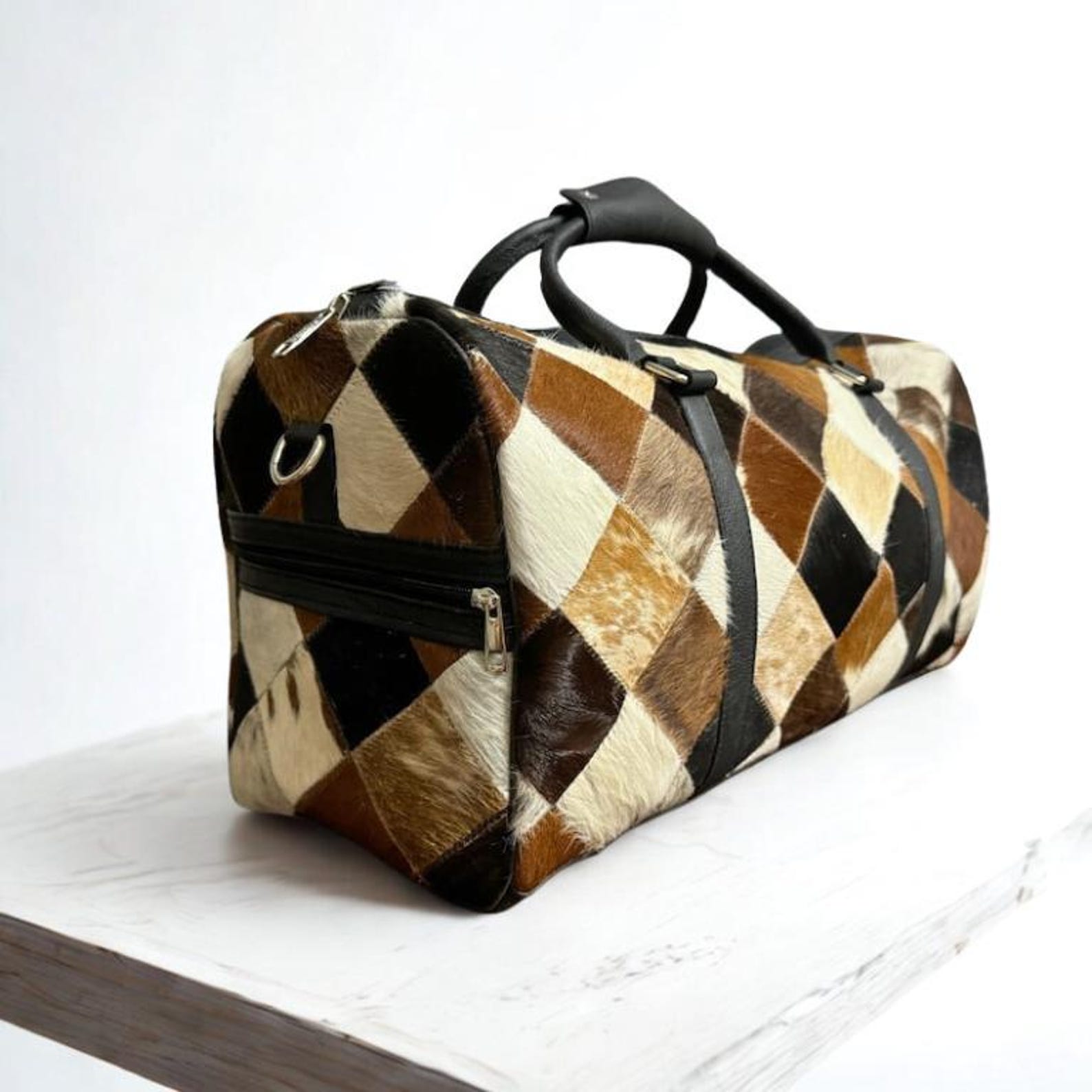 Handmade Cowhide Duffel Bag Leather Weekend Travel Bag
