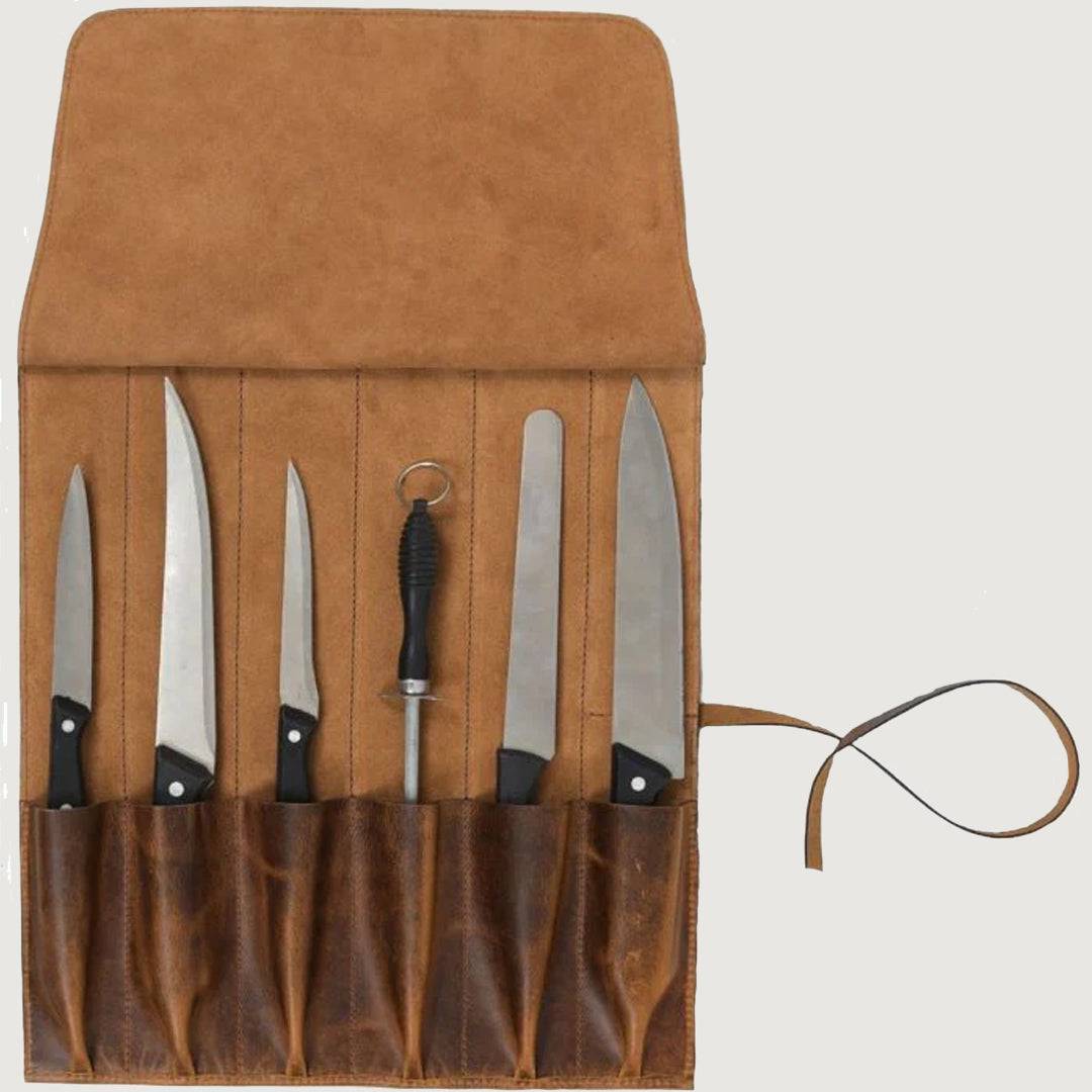 Tourbon Classic Leather Chef Knife Roll