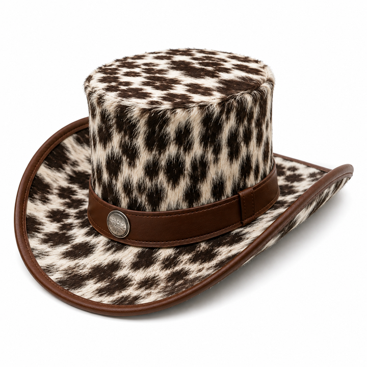Handmade Cowhide Leather Steampunk Top Hat  Rustic Western Cosplay Accessory