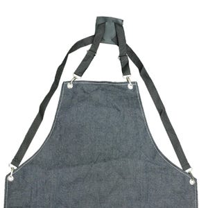 Adjustable Denim Work Apron with Pockets  Heavy Duty Utility Apron for Barber Chef  Craftsmen