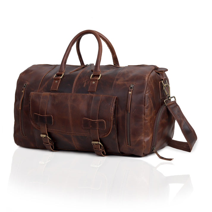 Leather Duffel Bag for Men  Brown