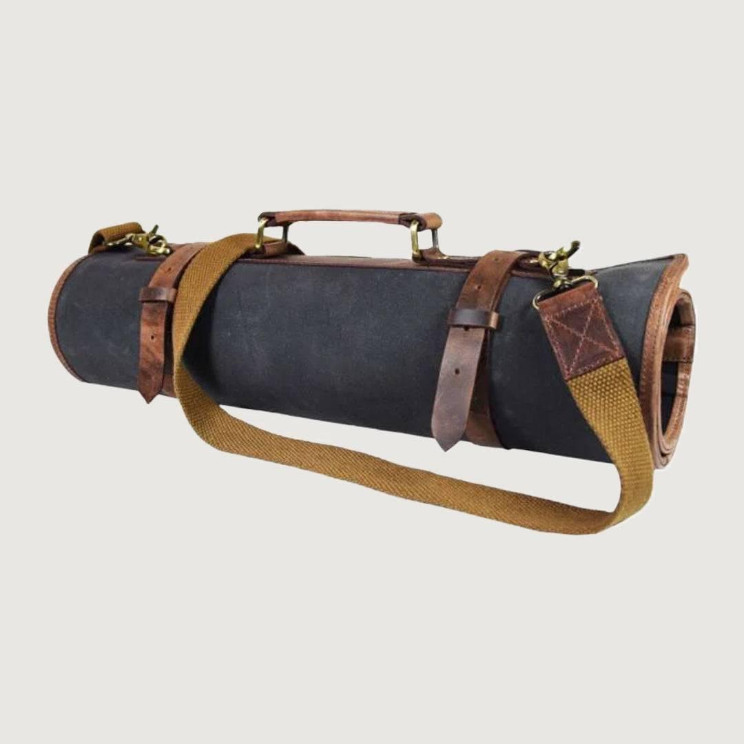 Black Malaga Canvas Knife Roll with Shoulder Strap