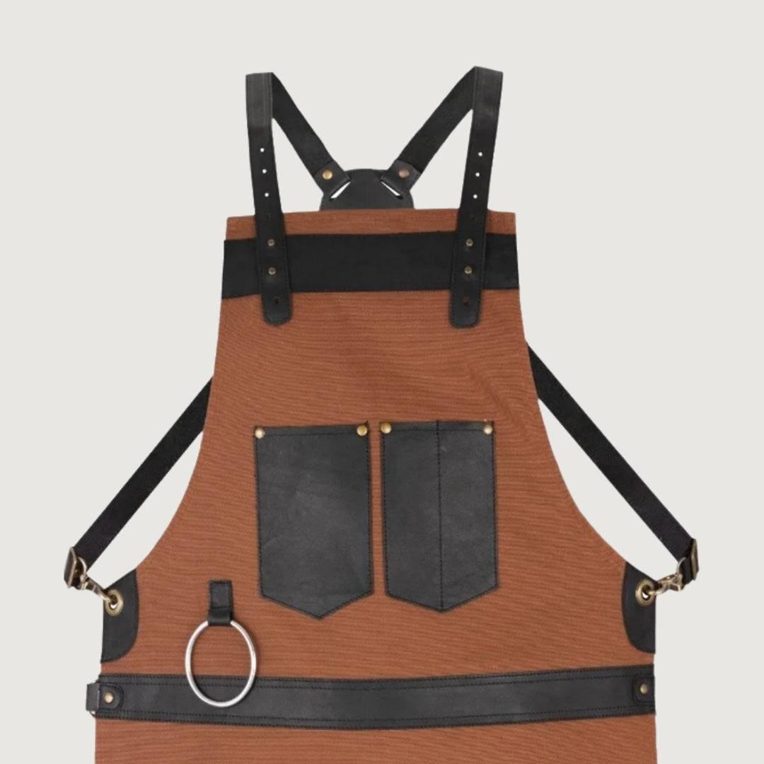 Expert Craftsmanship Brown Canvas Crossbody BBQ Apron