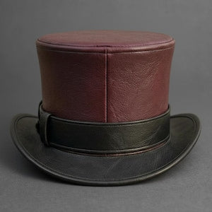 Handmade Leather Top Hat with Buckle Steampunk Victorian Gothic Cosplay Hat